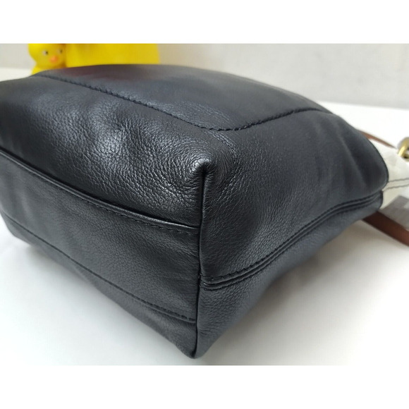 Fossil Colorblock Black White Pebbled Leather Zipper Closure Crossbody Bag - Picture 8 of 16